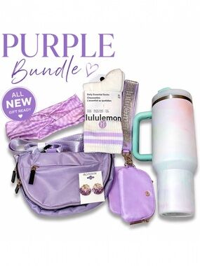 Purple Bundle Set 💜 Belt Bag Wallet Socks Tumbler Gift Set 💜Accessories NWT